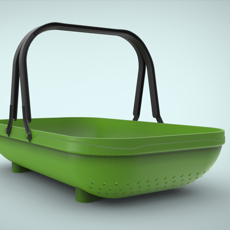 Versatile garden colander trug designed for ease of use, and stackability providing valuable cost savings in the supply chain.